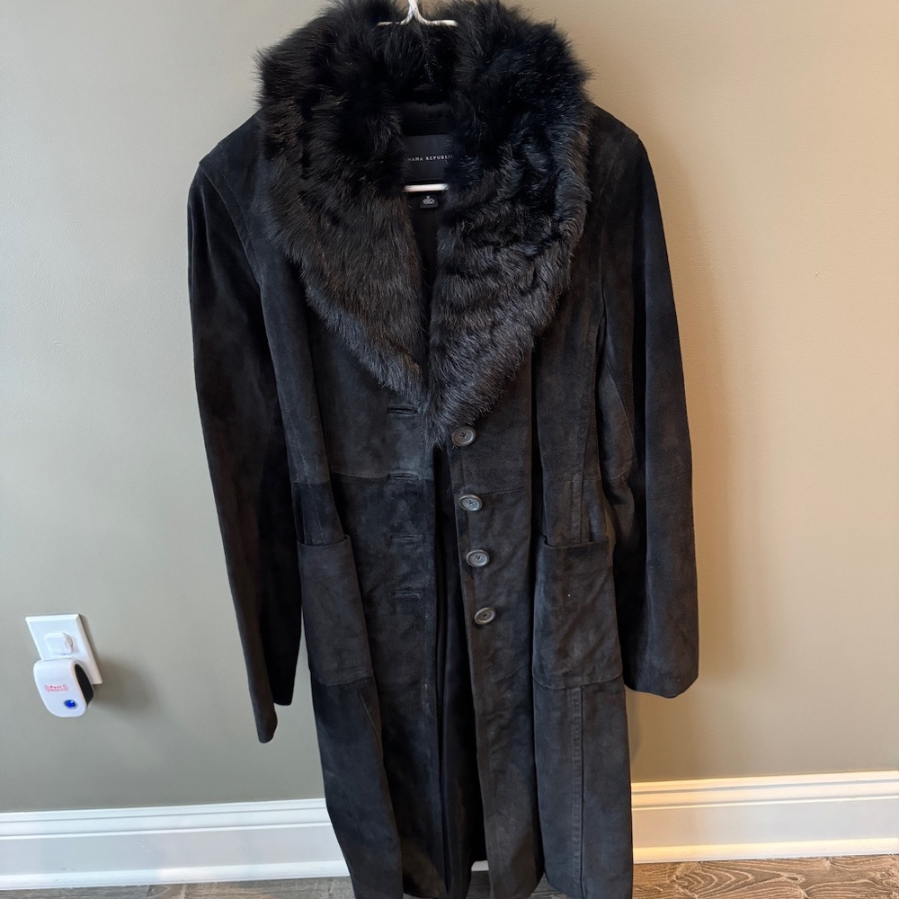 Banana Republic Geniune Leather Shearling Collar Coat